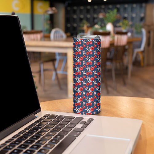 Sydney Roosters Skinny Tumbler Tropical Hibiscus Floral Seamless Rugby Mascot