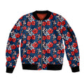 Sydney Roosters Sleeve Zip Bomber Jacket Tropical Hibiscus Floral Seamless Rugby Mascot