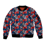 Sydney Roosters Sleeve Zip Bomber Jacket Tropical Hibiscus Floral Seamless Rugby Mascot