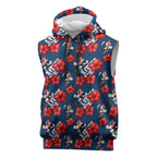 Sydney Roosters Sleeveless Hoodie Tropical Hibiscus Floral Seamless Rugby Mascot