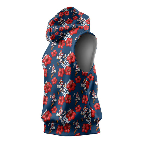 Sydney Roosters Sleeveless Hoodie Tropical Hibiscus Floral Seamless Rugby Mascot