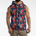 Sydney Roosters Sleeveless Hoodie Tropical Hibiscus Floral Seamless Rugby Mascot