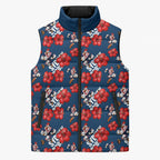 Sydney Roosters Sleeveless Puffer Jacket Tropical Hibiscus Floral Seamless Rugby Mascot