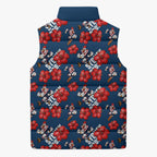 Sydney Roosters Sleeveless Puffer Jacket Tropical Hibiscus Floral Seamless Rugby Mascot