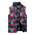 Sydney Roosters Sleeveless Puffer Jacket Tropical Hibiscus Floral Seamless Rugby Mascot