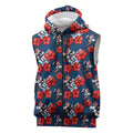 Sydney Roosters Sleeveless Zip Hoodie Tropical Hibiscus Floral Seamless Rugby Mascot