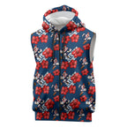 Sydney Roosters Sleeveless Zip Hoodie Tropical Hibiscus Floral Seamless Rugby Mascot