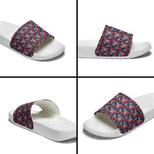 Sydney Roosters Slide Sandals Tropical Hibiscus Floral Seamless Rugby Mascot