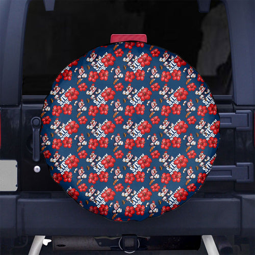 Sydney Roosters Spare Tire Cover Tropical Hibiscus Floral Seamless Rugby Mascot