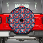 Sydney Roosters Spare Tire Cover Tropical Hibiscus Floral Seamless Rugby Mascot
