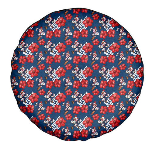 Sydney Roosters Spare Tire Cover Tropical Hibiscus Floral Seamless Rugby Mascot