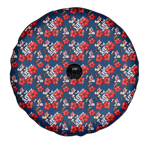 Sydney Roosters Spare Tire Cover Tropical Hibiscus Floral Seamless Rugby Mascot