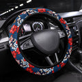 Sydney Roosters Steering Wheel Cover Tropical Hibiscus Floral Seamless Rugby Mascot