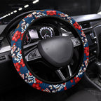 Sydney Roosters Steering Wheel Cover Tropical Hibiscus Floral Seamless Rugby Mascot