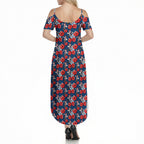 Sydney Roosters Summer Maxi Dress Tropical Hibiscus Floral Seamless Rugby Mascot