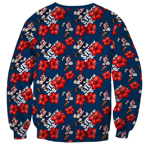 Sydney Roosters Sweatshirt Tropical Hibiscus Floral Seamless Rugby Mascot
