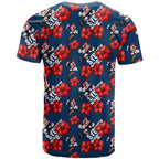 Sydney Roosters T Shirt Tropical Hibiscus Floral Seamless Rugby Mascot