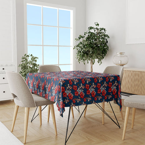 Sydney Roosters Tablecloth Tropical Hibiscus Floral Seamless Rugby Mascot
