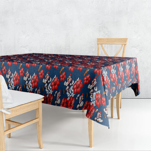 Sydney Roosters Tablecloth Tropical Hibiscus Floral Seamless Rugby Mascot