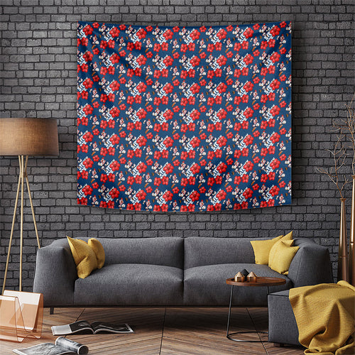Sydney Roosters Tapestry Tropical Hibiscus Floral Seamless Rugby Mascot