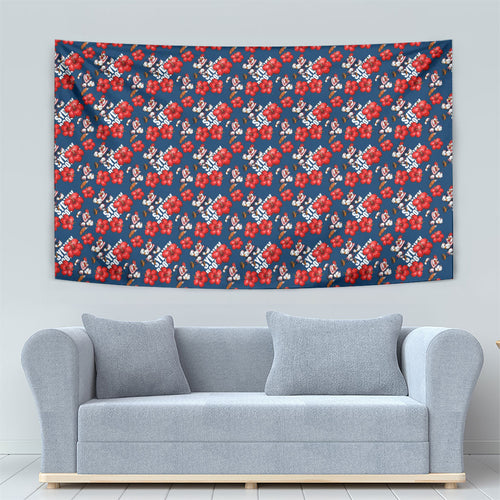Sydney Roosters Tapestry Tropical Hibiscus Floral Seamless Rugby Mascot