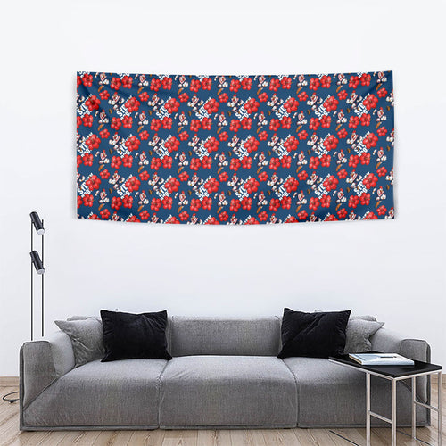 Sydney Roosters Tapestry Tropical Hibiscus Floral Seamless Rugby Mascot
