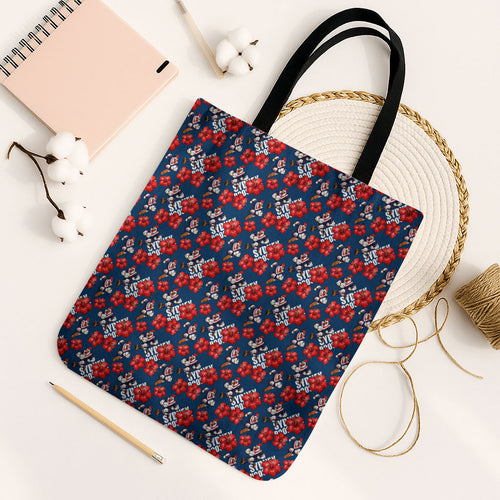 Sydney Roosters Tote Bag Tropical Hibiscus Floral Seamless Rugby Mascot