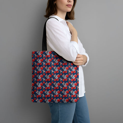 Sydney Roosters Tote Bag Tropical Hibiscus Floral Seamless Rugby Mascot