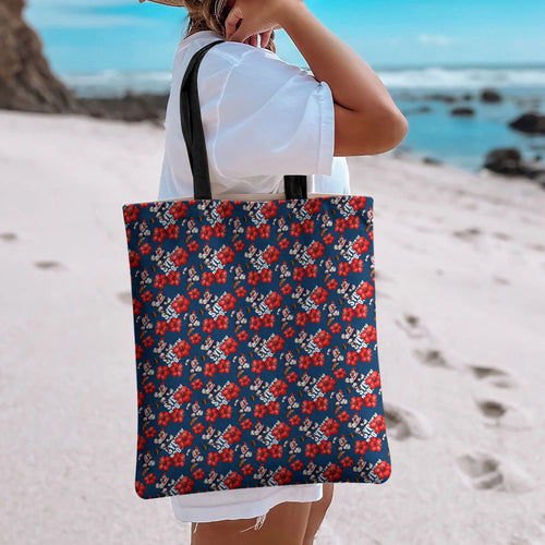Sydney Roosters Tote Bag Tropical Hibiscus Floral Seamless Rugby Mascot