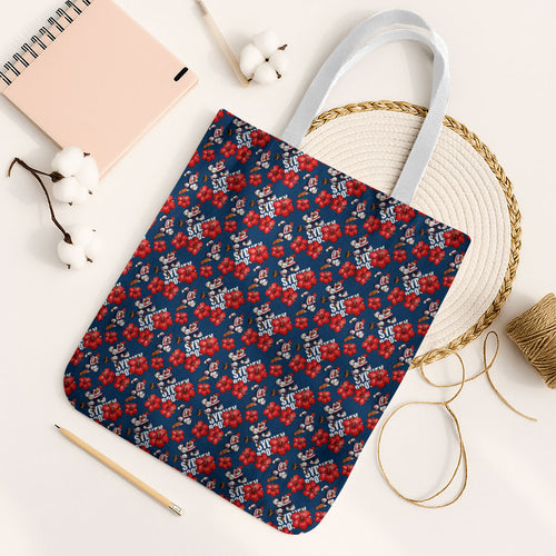 Sydney Roosters Tote Bag Tropical Hibiscus Floral Seamless Rugby Mascot