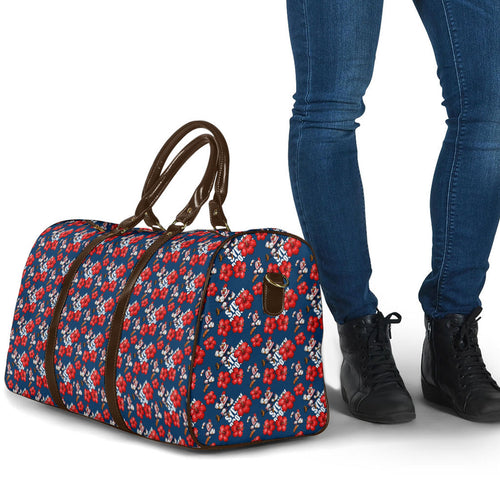 Sydney Roosters Travel Bag Tropical Hibiscus Floral Seamless Rugby Mascot