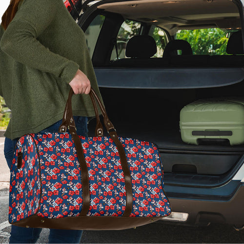 Sydney Roosters Travel Bag Tropical Hibiscus Floral Seamless Rugby Mascot