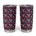 Sydney Roosters Tumbler Cup Tropical Hibiscus Floral Seamless Rugby Mascot