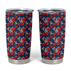 Sydney Roosters Tumbler Cup Tropical Hibiscus Floral Seamless Rugby Mascot