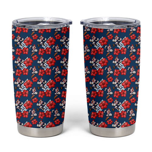 Sydney Roosters Tumbler Cup Tropical Hibiscus Floral Seamless Rugby Mascot