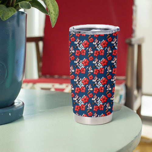 Sydney Roosters Tumbler Cup Tropical Hibiscus Floral Seamless Rugby Mascot