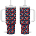 Sydney Roosters Tumbler With Handle Tropical Hibiscus Floral Seamless Rugby Mascot