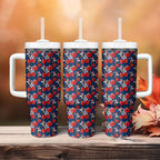 Sydney Roosters Tumbler With Handle Tropical Hibiscus Floral Seamless Rugby Mascot