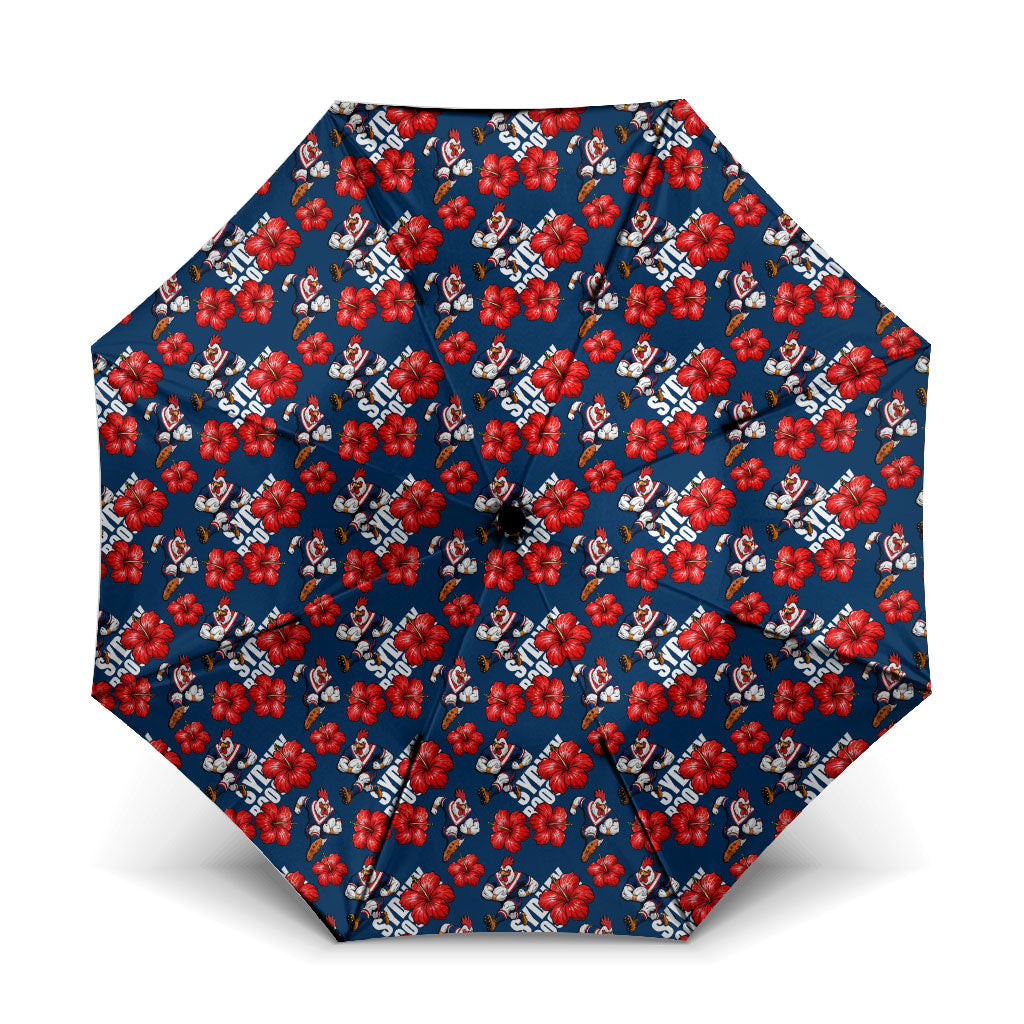Sydney Roosters Umbrella Tropical Hibiscus Floral Seamless Rugby Mascot