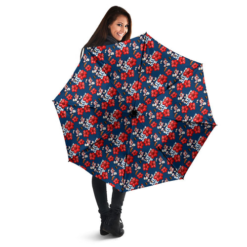 Sydney Roosters Umbrella Tropical Hibiscus Floral Seamless Rugby Mascot