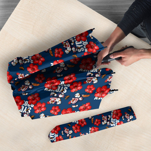 Sydney Roosters Umbrella Tropical Hibiscus Floral Seamless Rugby Mascot