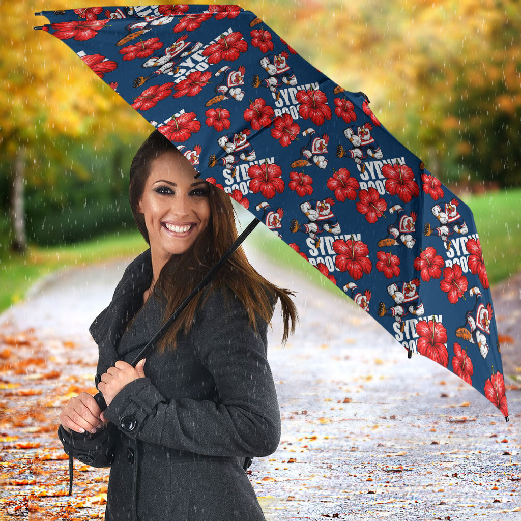 Sydney Roosters Umbrella Tropical Hibiscus Floral Seamless Rugby Mascot