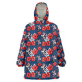 Sydney Roosters Wearable Blanket Hoodie Tropical Hibiscus Floral Seamless Rugby Mascot