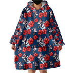 Sydney Roosters Wearable Blanket Hoodie Tropical Hibiscus Floral Seamless Rugby Mascot