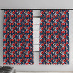 Sydney Roosters Window Curtain Tropical Hibiscus Floral Seamless Rugby Mascot