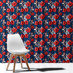 Sydney Roosters Window Curtain Tropical Hibiscus Floral Seamless Rugby Mascot