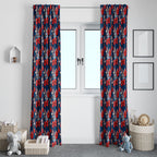 Sydney Roosters Window Curtain Tropical Hibiscus Floral Seamless Rugby Mascot