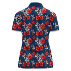 Sydney Roosters Women Polo Shirt Tropical Hibiscus Floral Seamless Rugby Mascot