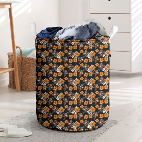 Wests Tigers Laundry Basket Tropical Hibiscus Floral Seamless Rugby Mascot