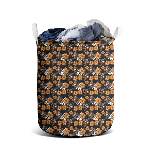 Wests Tigers Laundry Basket Tropical Hibiscus Floral Seamless Rugby Mascot